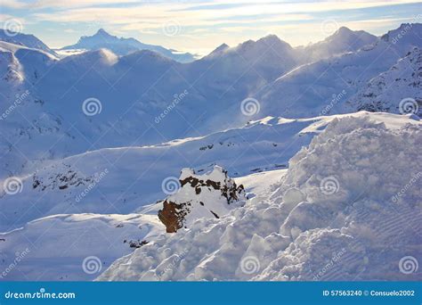 Snow Capped Peaks Of The Mountains Stock Photo Image Of Mountains