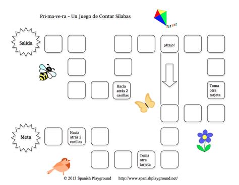 Printable Spanish Game For Kids Primavera Clap And Count Syllables