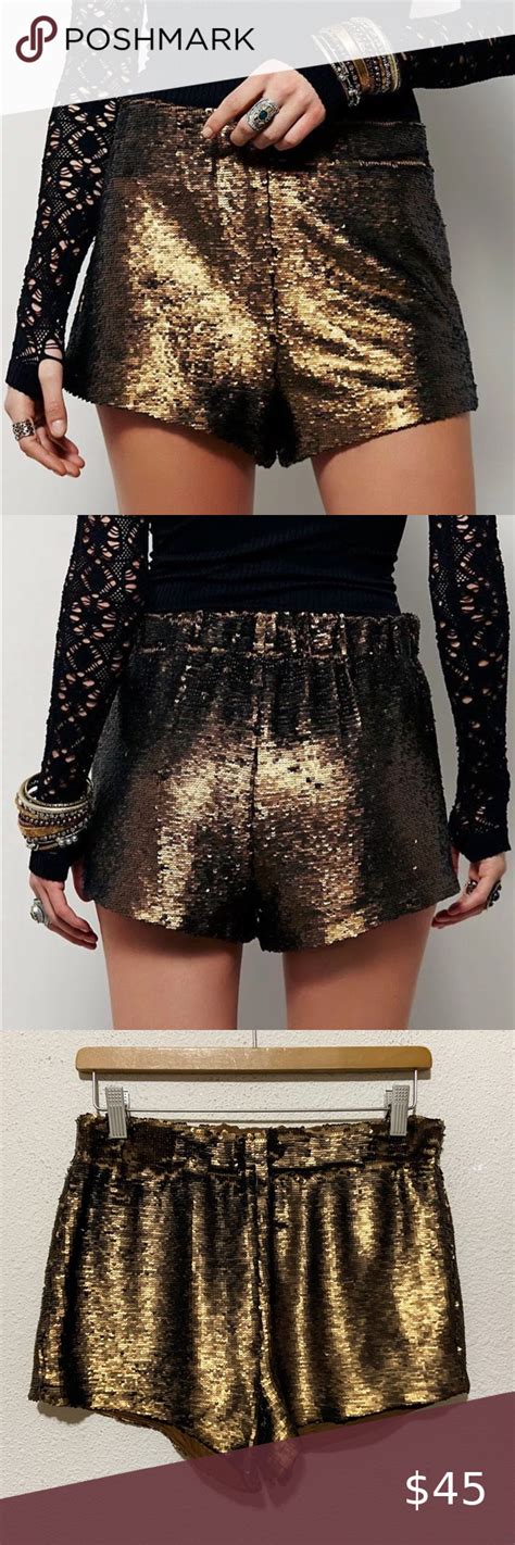 Free People Time To Shine Gold Sequin Shorts Xs In 2020 Gold Sequin Shorts Sequin Shorts Sequins