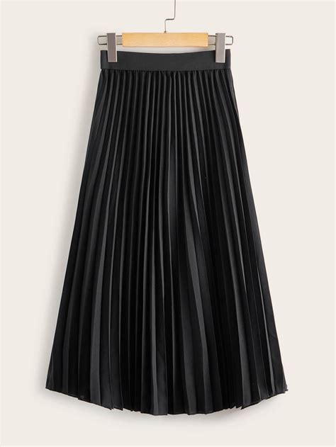 Elastic Waist Pleated Midi Skirt Check Out This Elastic Waist Pleated Midi Skirt On Shein And