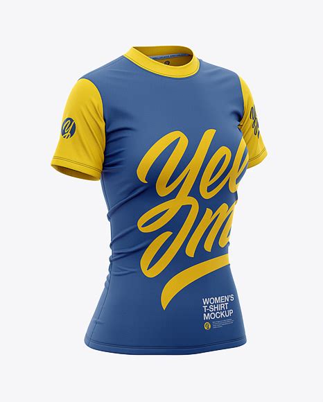 Download Women's Tight Round Collar T-Shirt Mockup - Front Half ...