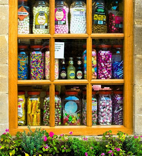It is a great all year round destination. Sweet shop window in Bourton-on-the-Water, Gloucestershire ...