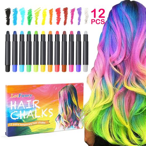 Lotfancy 12 Colors Hair Chalk Set For Girls Temporary Hair Chalk Pens