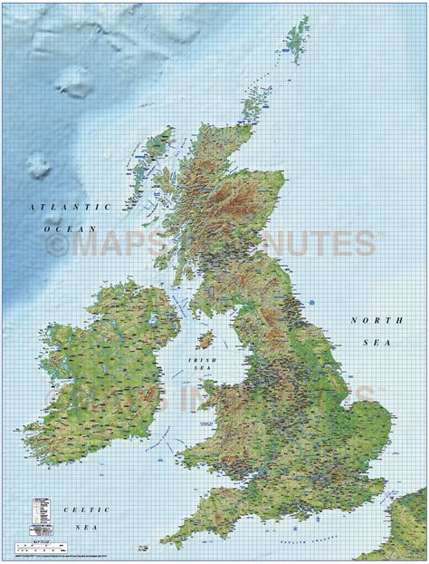 British Isles 1st Level Road And Rail Map 1m Scale With