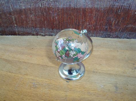 Vintage Glass World Globe Etched Glass Globe Desktop World Etsy