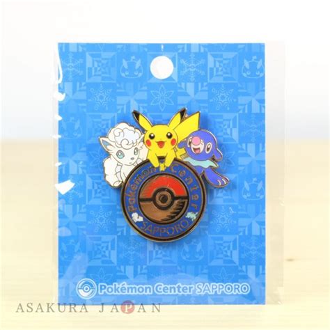 pokemon center sapporo limited original logo pins pin badge alola vulpix pikachu popplio