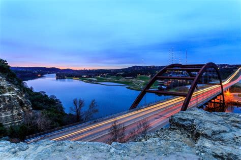 Long Exposure Of Pennybacker Bridge At Sunrise Austin