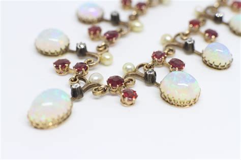 Victorian Opal And Ruby Necklace Tobigem