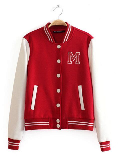 Letter M Red White Girls Varsity Baseball Jacket Sale Baseball Jacket