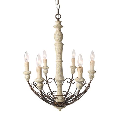 Lnc 6 Light Ivory White Shabby Chic French Country Chandelier A03295