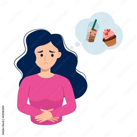 Woman Hold Her Stomach Because She Feel Hungry And Craving For Sweets