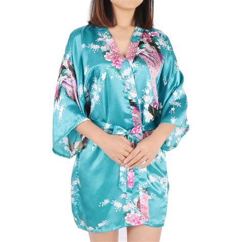 Piccocasa Womens Satin Short Kimono Robes Floral