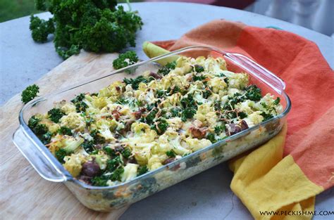 Mmmm, a creamy cauliflower casserole with crispy bacon and lots of cheese. Baked cauliflower casserole | Peckish Me