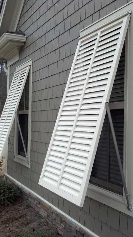 Outdoor manual gear box operated awnings are ideal for providing privacy, controlling heat and protecting areas from adverse weather conditions. Photos of Bahama Exterior Shutters | Outdoor shutters, Shutters exterior, Window shutters exterior
