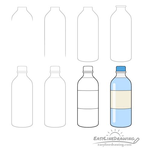 How To Draw A Bottle Of Water Step By Step Easylinedrawing