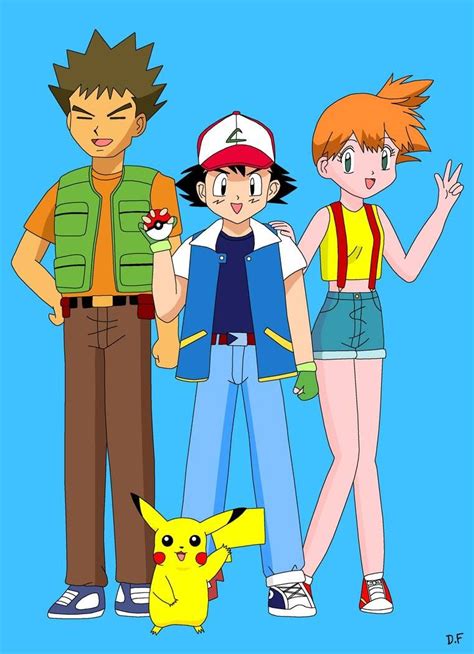 Ash Misty Brock And Pikachu 2 By Maskeraderosen On DeviantArt Ash And