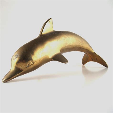 Vintage Brass Dolphin Brass Decor Dolphin Statue Dolphin Bookend