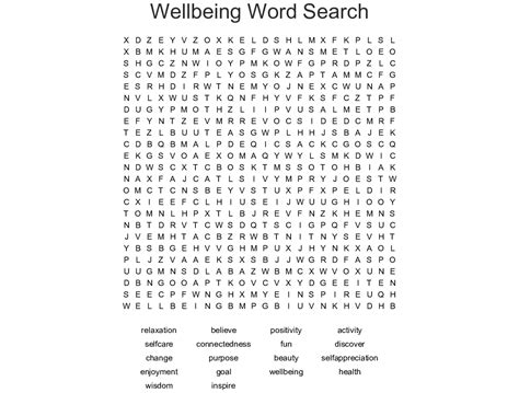 Wellbeing Word Search Wordmint