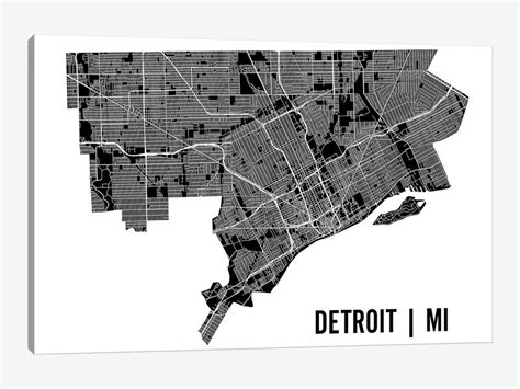 Detroit Map Canvas Art Print By Mr City Printing Icanvas