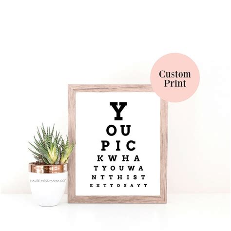 personalized eye chart custom physical print made to order
