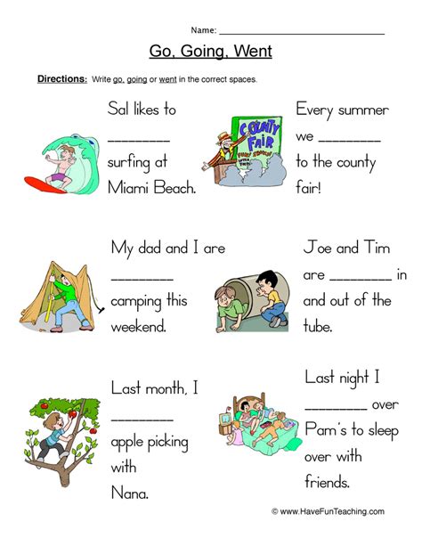 Go Going Went Missing Word Worksheet By Teach Simple