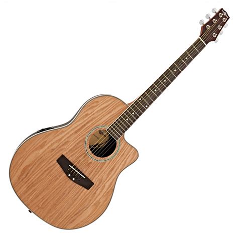 Deluxe Roundback Electro Acoustic Guitar By Gear4music Natural At