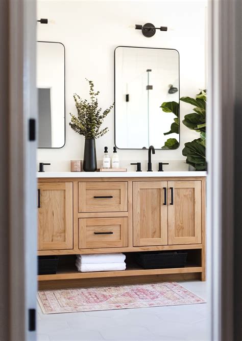 Satu brown bathroom accessory set acacia wood 3 pieces includes bathroom soap dispenser, bathroom tumbler, soap dish accessories for. Natural Wood Vanity | 1000 in 2020 | Bathroom remodel ...