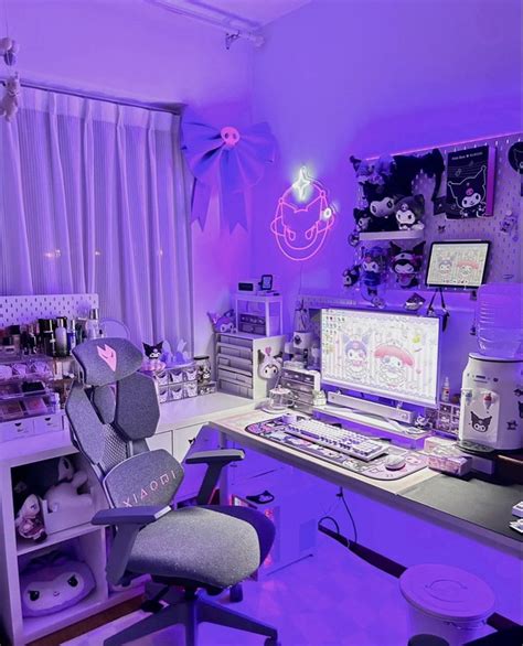 Purple Kuromi Gaming Setup Girly Bedroom Decor Gamer Room Decor