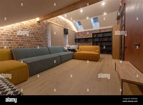 Interior Of Spacious Living Room Stock Photo Alamy
