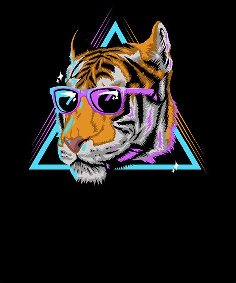 80s Eighties 1980s Tiger Head Digital Art By Robbybubble