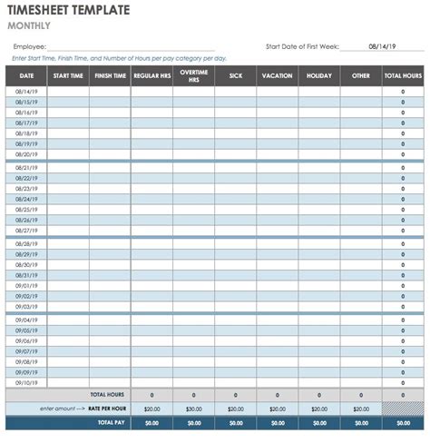 Monthly Employee Timesheet