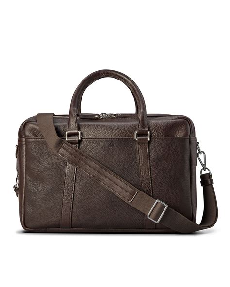 Shinola Mens Luxe Leather Double Zip Laptop Briefcase Shinola Bags