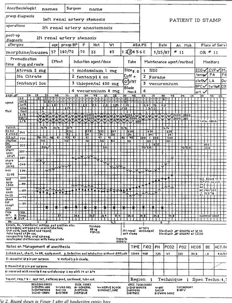 Veterinary Anesthesia Record Form Template