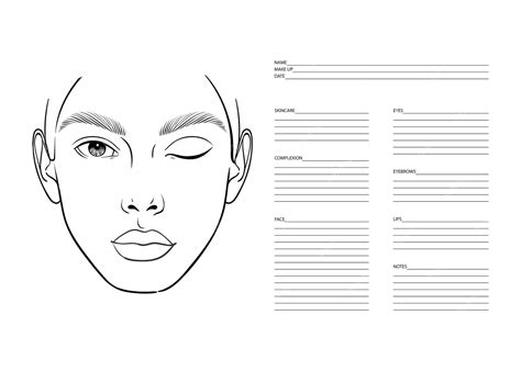 Premium Vector Makeup Artist Blank Template Face Chart Template For