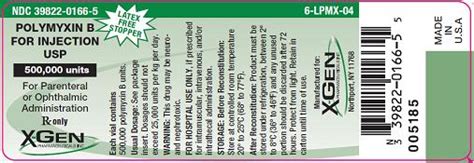 NDC 39822-0166 Polymyxin B Injection, Powder, Lyophilized, For Solution