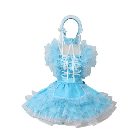 Gocebaby Lockable Sissy Maid Satin Organza Light Blue Puffy Dress Buy Online In United Arab