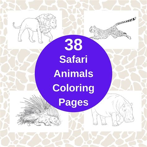 Wild Safari Animals Coloring Pages Printable For Kids Animal Etsy