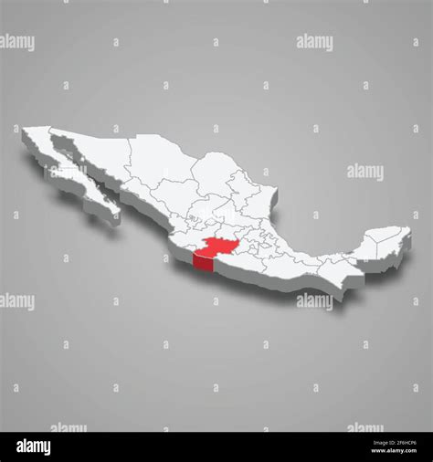 Michoacan Region Location Within Mexico 3d Isometric Map Stock Vector