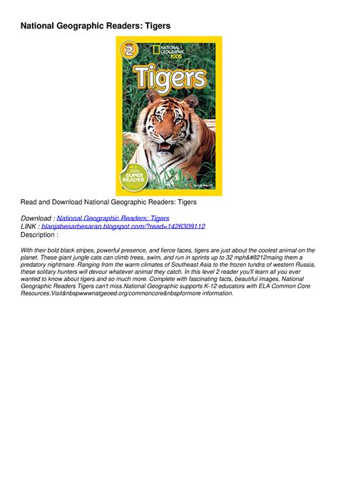 Pdf Book Download National Geographic Readers Tigers Full National