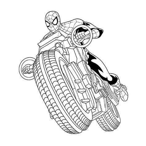 Leuk voor kids kleurplaatSpiderman op de motor Spiderman coloring