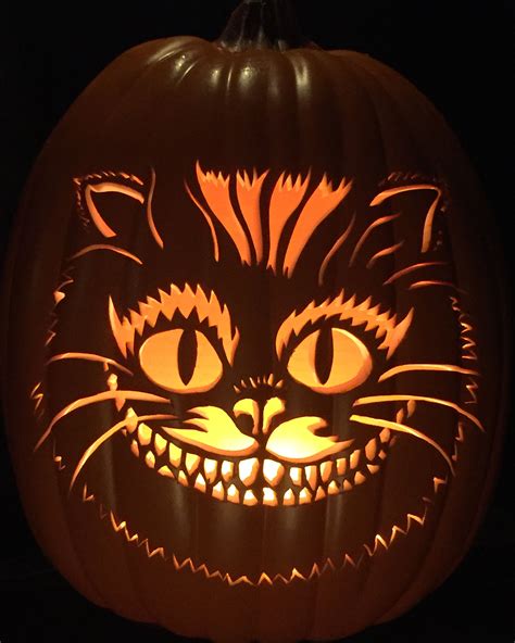 Printable Cheshire Cat Pumpkin Stencil