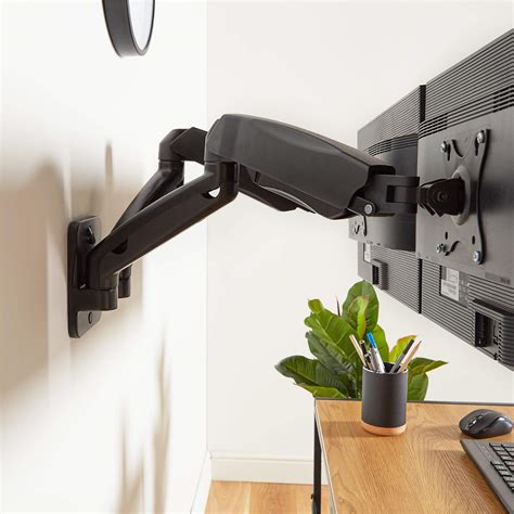 vonhaus dual monitor wall mount for 17 32 screens double arm desk stand bracket with gas