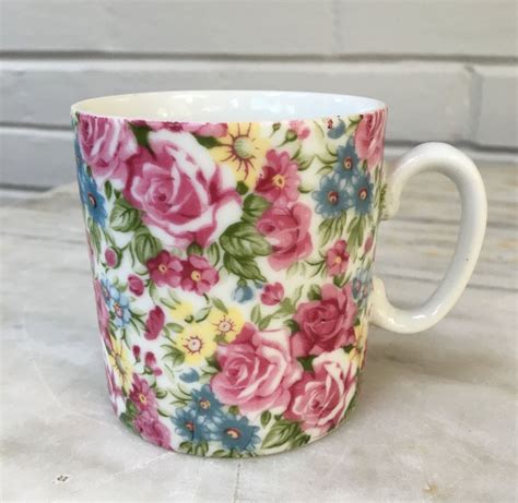 Vintage Floral Mug Tea Cup Petite Mug Ounces On Etsy Mugs