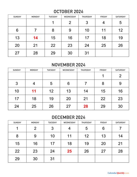 September October November December 2024 Calendar Dates Carmon Cynthie