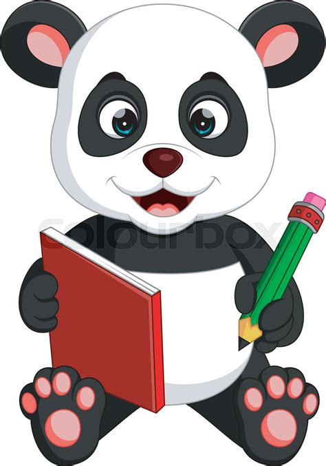 Cute Panda Reading A Book Stock Vector Colourbox