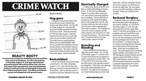 Crime Report -- Chelsea Clinton News, August 29th, 2013 | | the