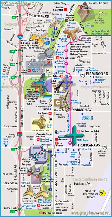 Las Vegas Hotels On The Strip Map Ndaorug