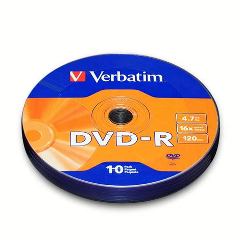 Verbatim Dvd R 4 7gb 16x Recordable Blank Disc 10 Pack Wrap