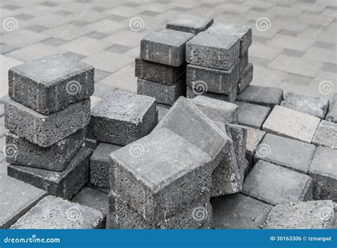 Gray Square Pavement Bricks In A Stockpile Stock Photo Image Of