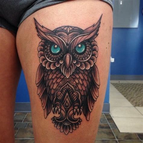 Owl Tattoo Owl Thigh Tattoos Maori Tattoo Owl Tattoo